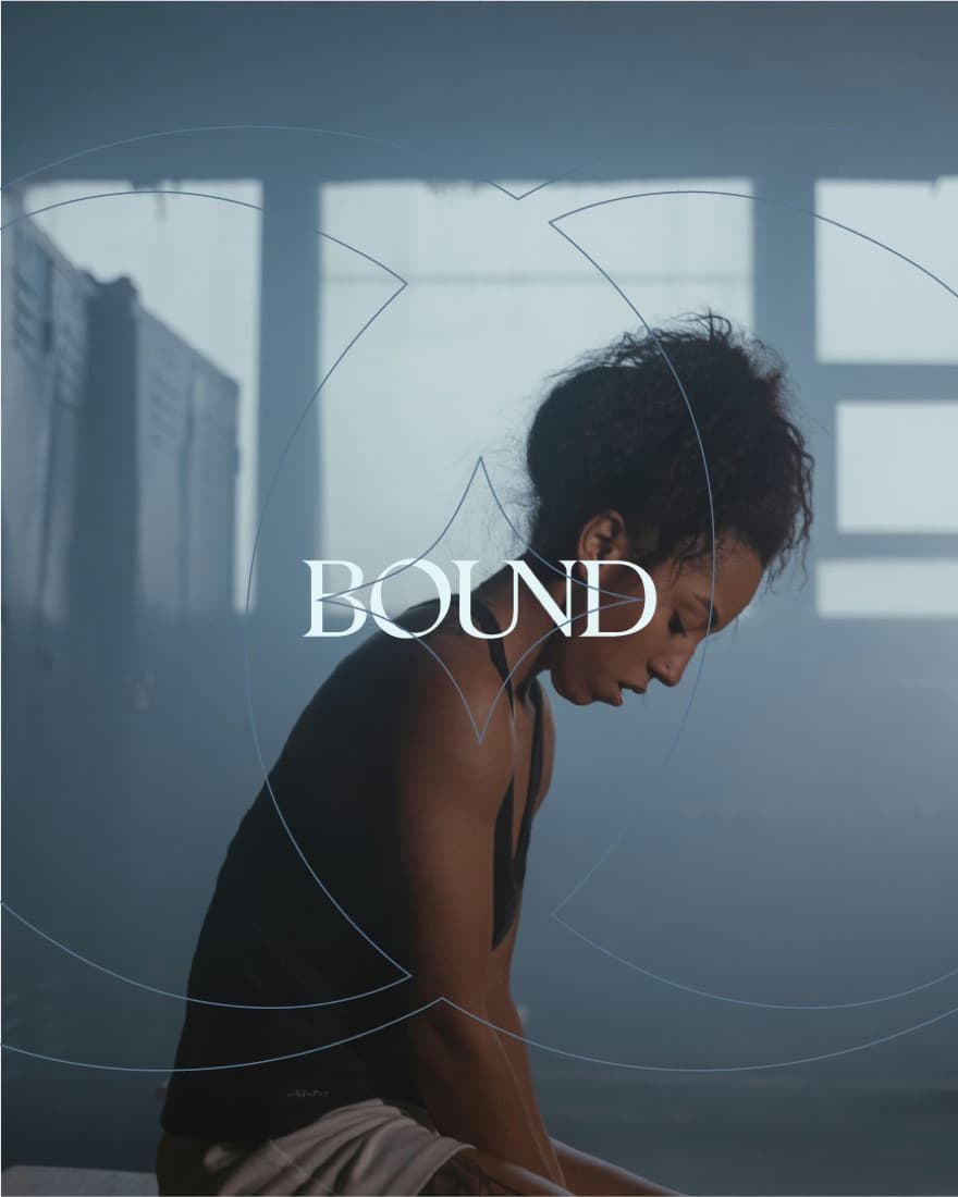 Bound campaign portrait with wordmark