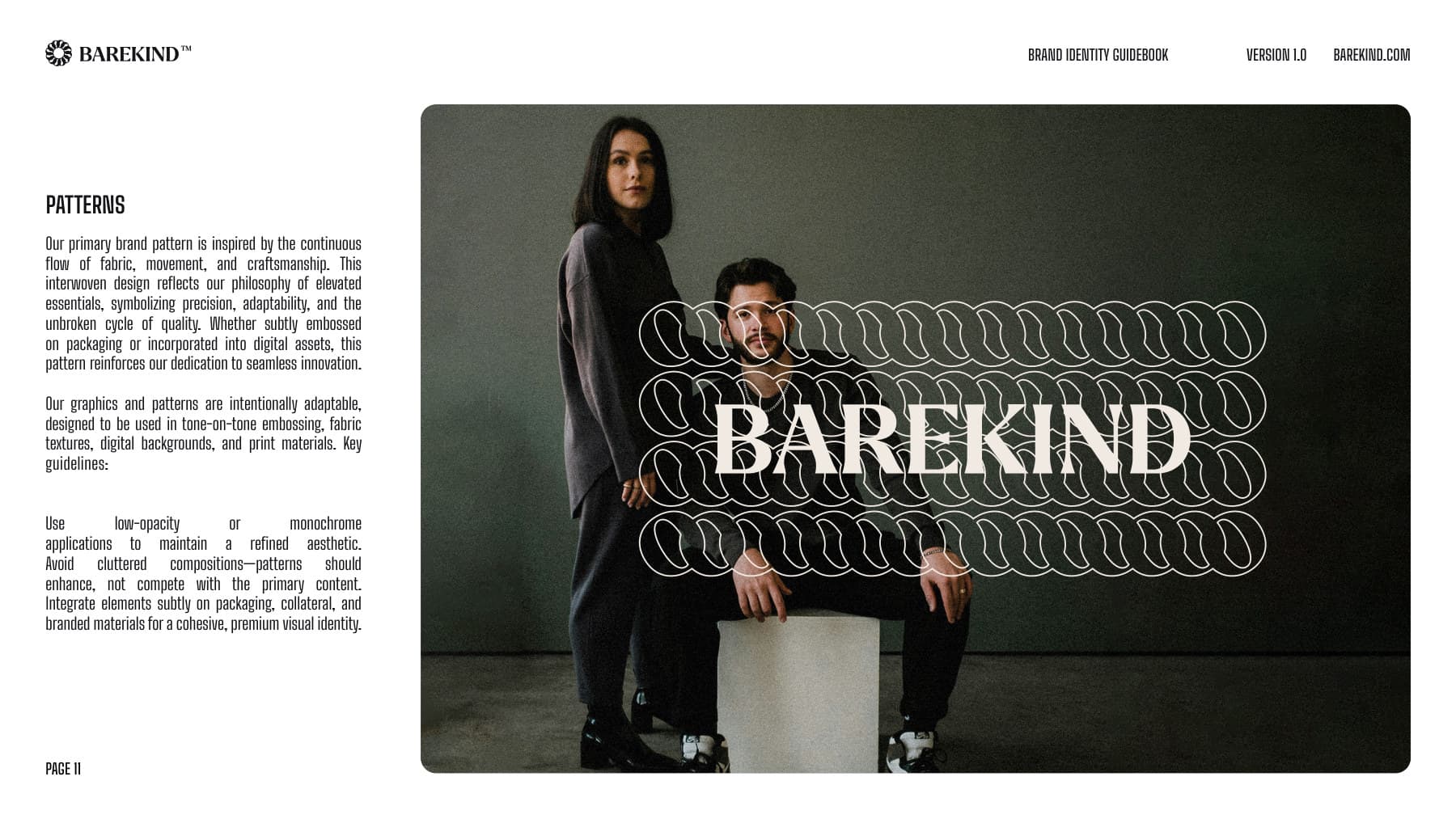 barekind brand guidebook — wordmark in application
