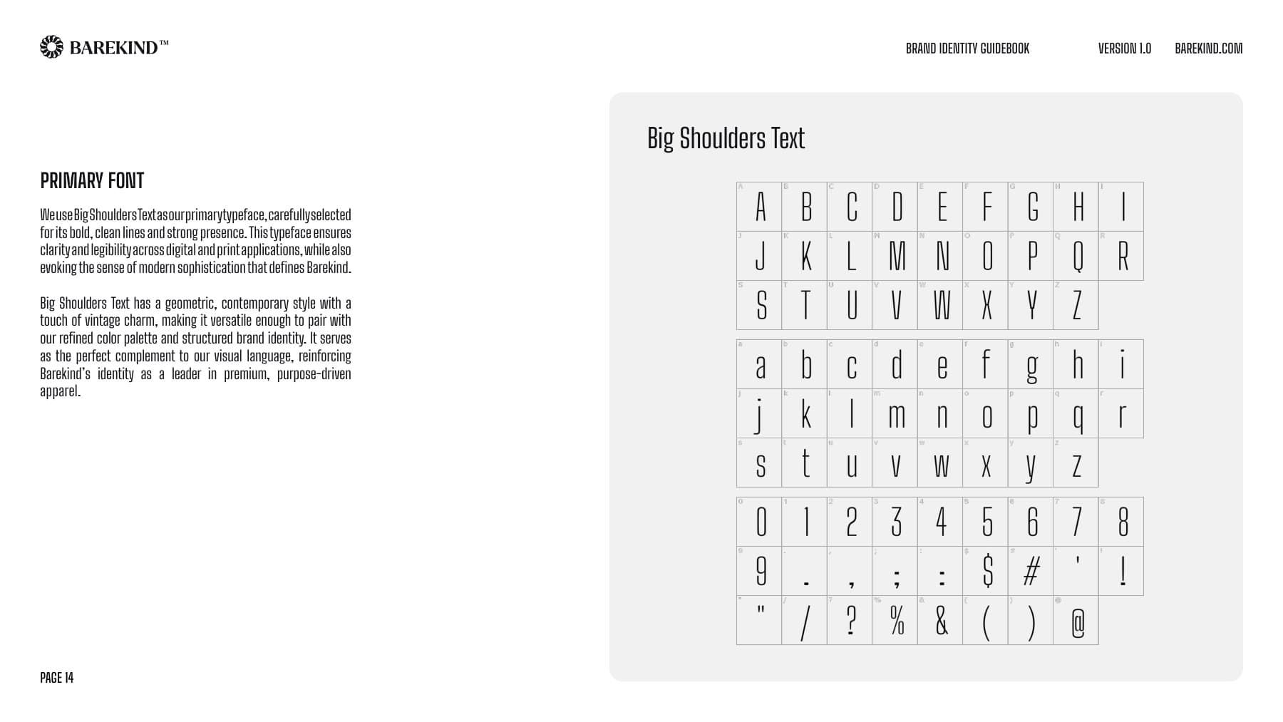 barekind brand guidebook — typeface specimen