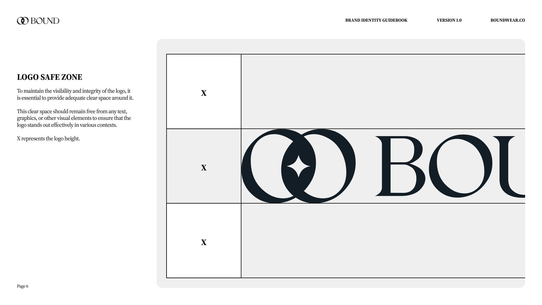 bound brand guidebook — logo construction