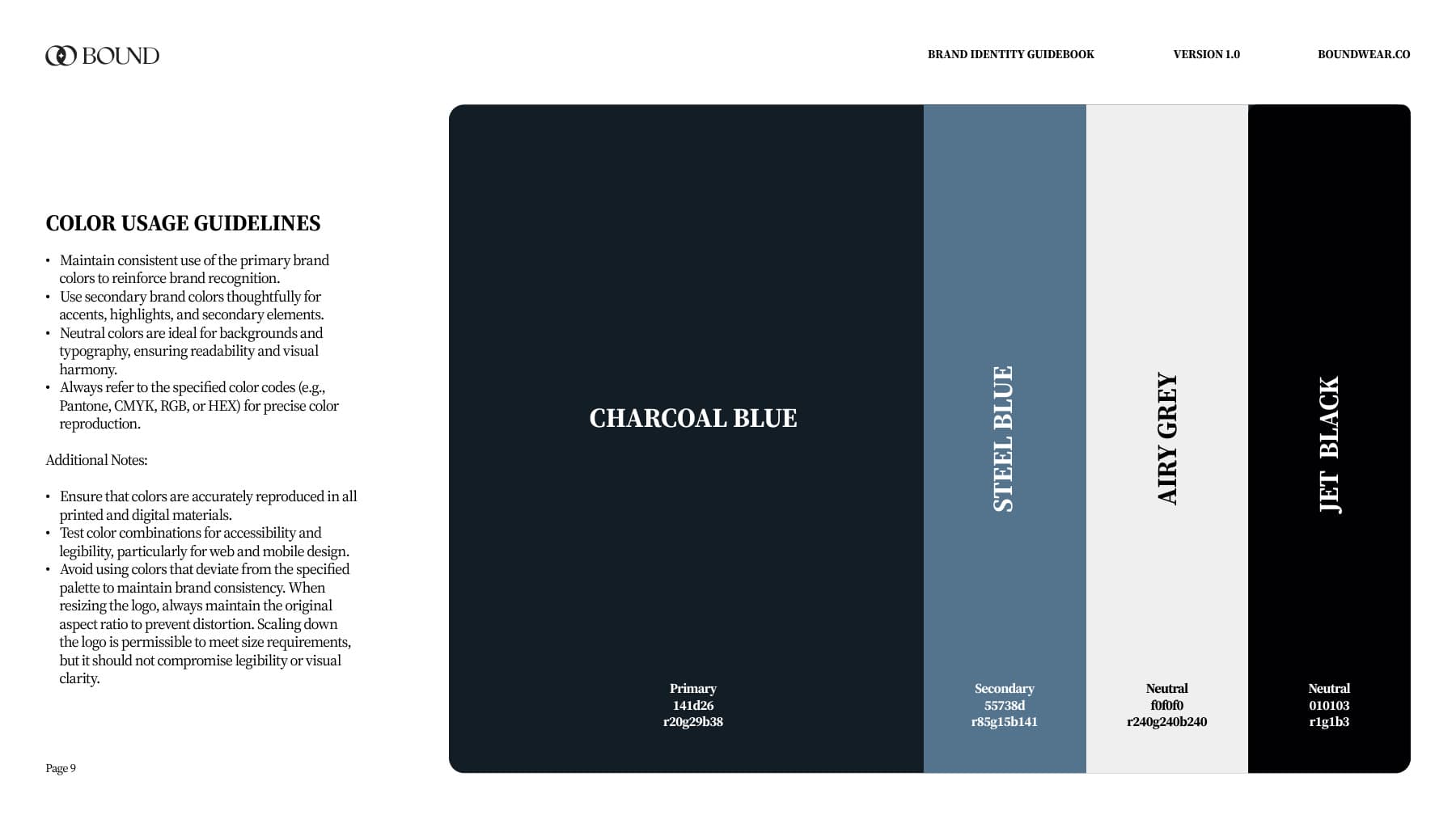 bound brand guidebook — colour system