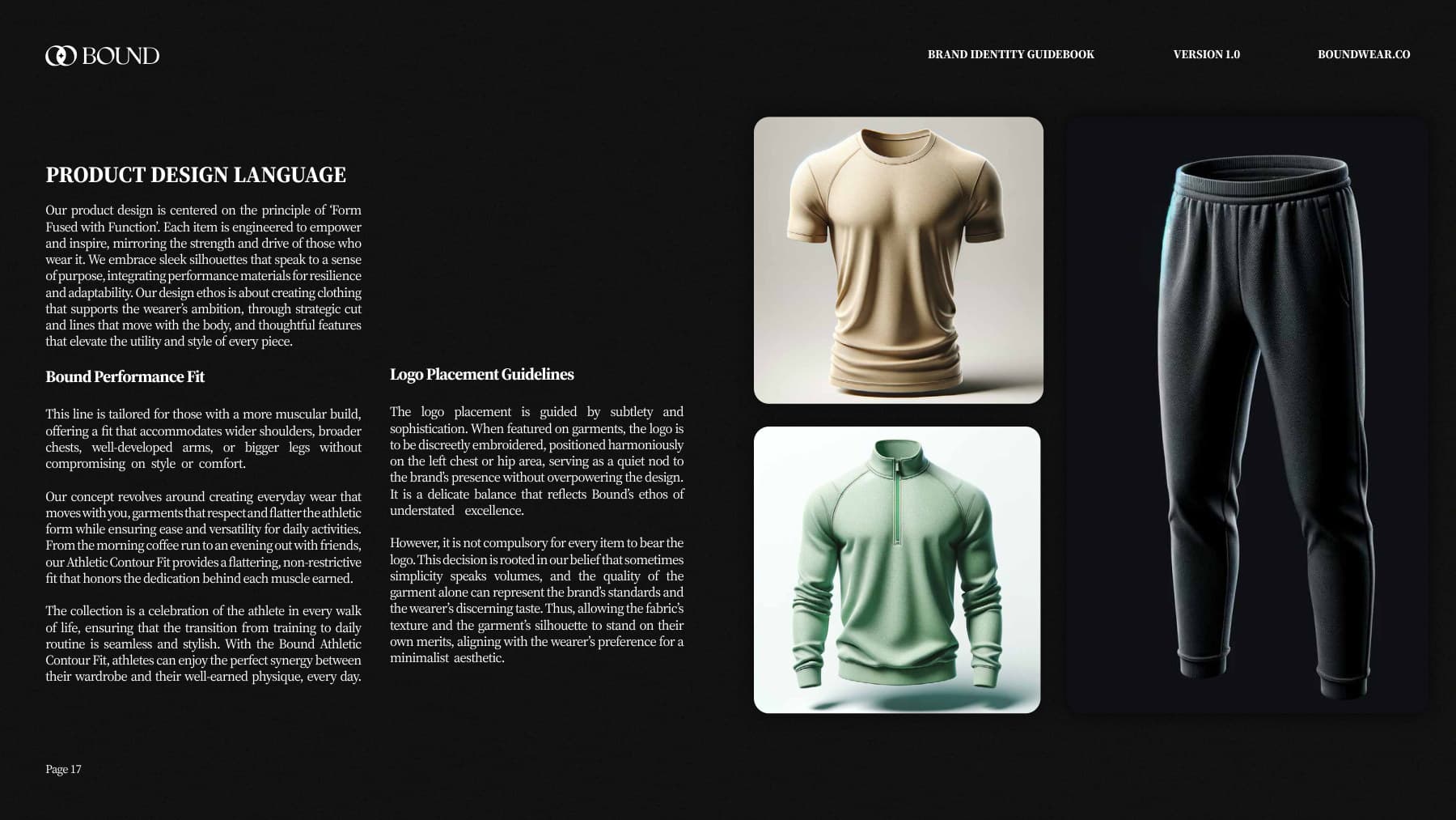 bound brand guidebook — apparel applications