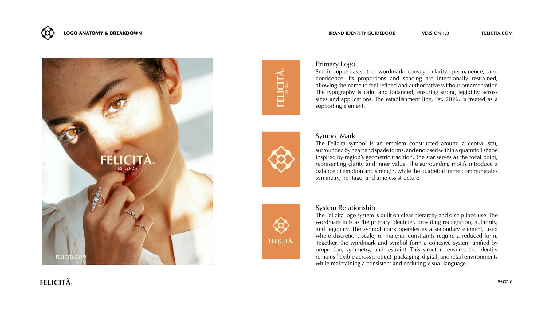 felicita brand guidebook — logo anatomy and breakdown