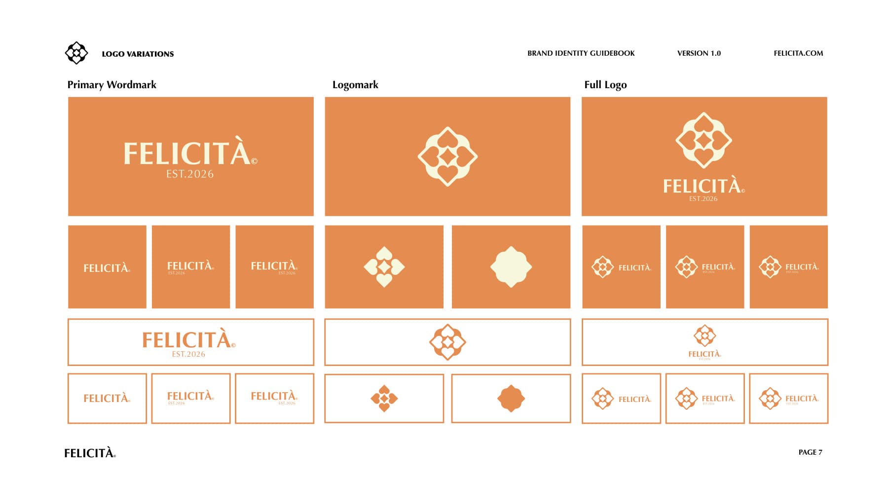felicita brand guidebook — logo variations