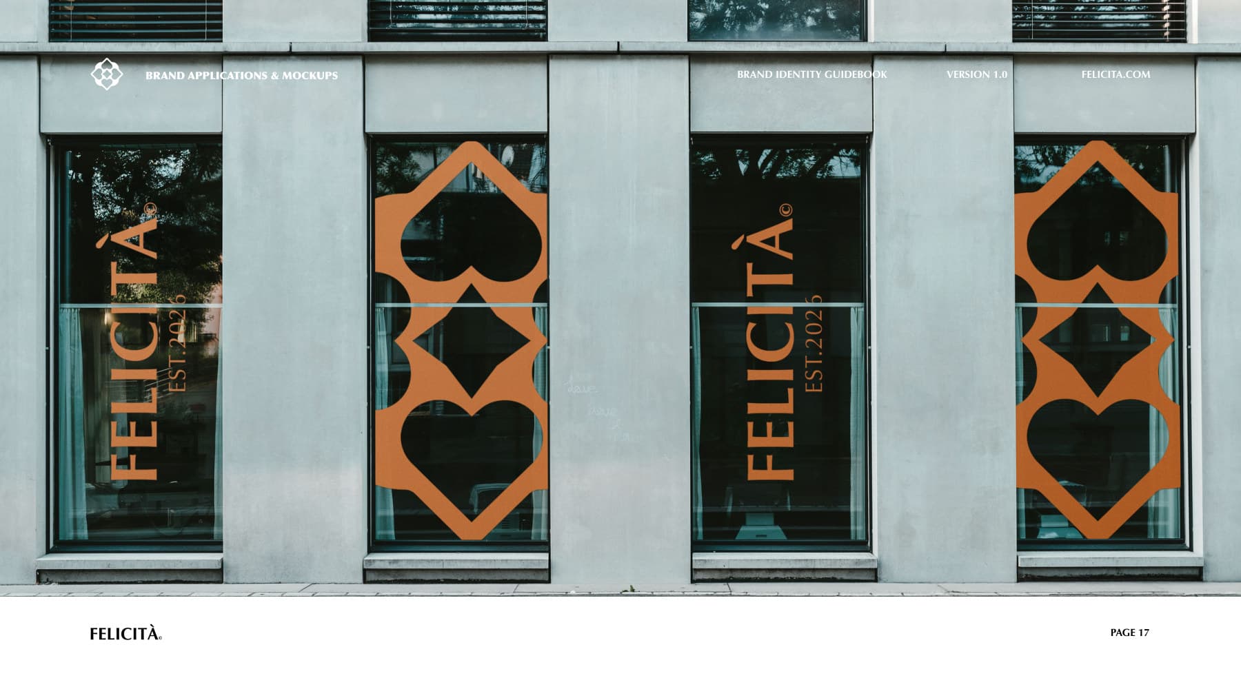 felicita brand guidebook — storefront with the quatrefoil pattern