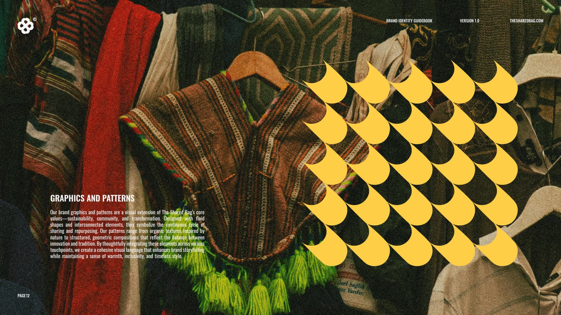 the shared bag brand guidebook — pattern in application