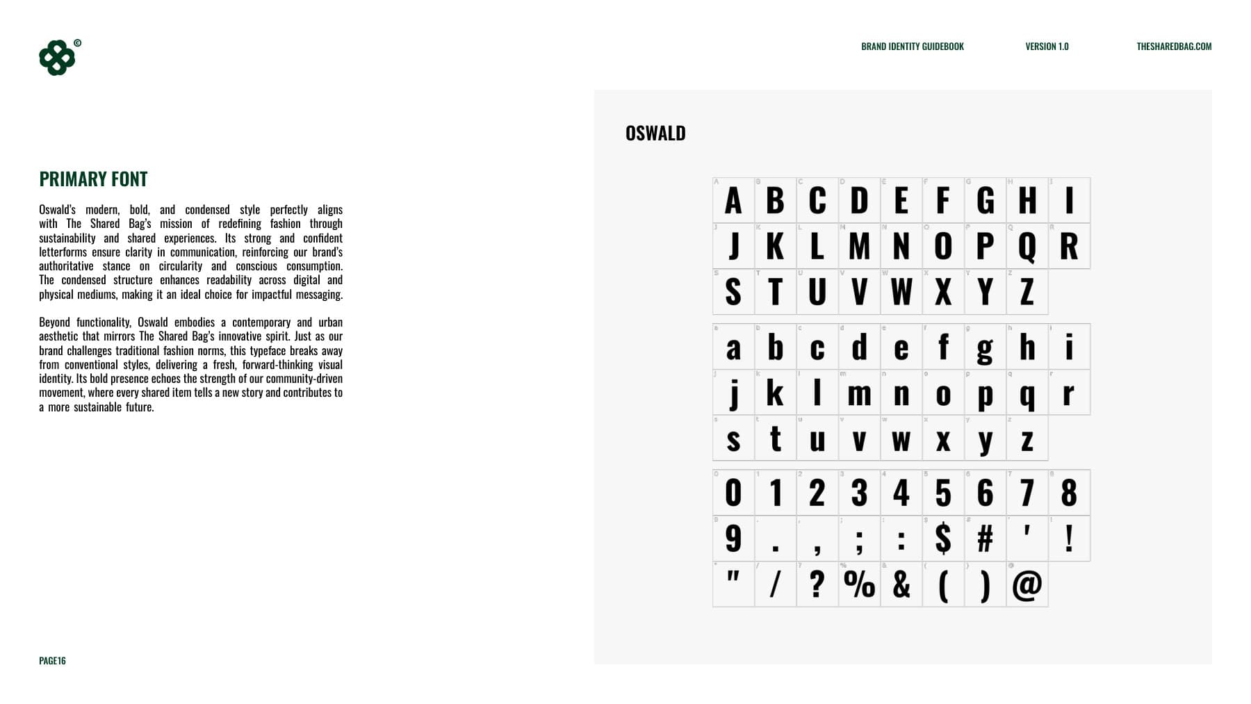 the shared bag brand guidebook — typeface specimen
